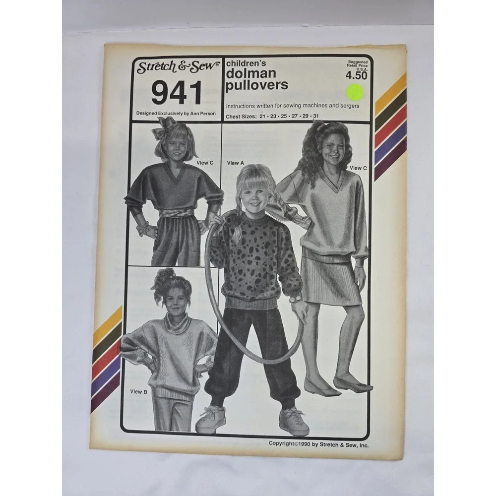 Vintage 1990s Stretch & Sew Ann Person Sewing Pattern 941 - Dolman Pullover